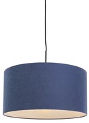 Moderné závesné svietidlo čierne s antickým modrým tienidlom 50 cm - Combi 1