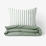 Goldea bavlnené posteľné obliečky duo - prúžky so šalviovo zelenou 140 x 200 a 70 x 90 cm
