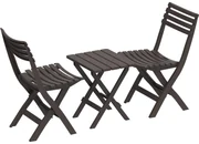 Skladací plastový balkónový nábytok 2+1, hnedy, Duramax IFOFXX081BR