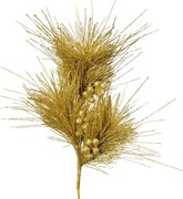 Vianočná zlatá umelá trblietavá vetvička s bobuľami - 25*10*80 cm