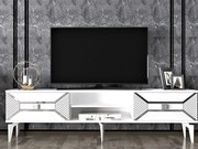 TV stolík/skrinka Velono (biela + strieborná) . Akcia -22%. Vlastná spoľahlivá doprava až k Vám domov. 1095244