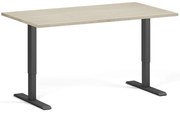 Výškovo nastaviteľný stôl, 140x80 cm, 1 motor, čierna podnož, dub prírodný