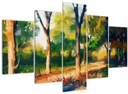 Obraz lesa v letnom slnku, maľba (150x105 cm)