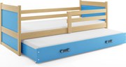 Posteľ s prístelkou RICO 2 200x90 Borovica - Modrá