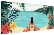 Obraz - Jogínka na pláži (120x50 cm)