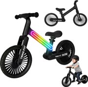 KIK Detský bežecký bicykel Fix Glow LED čierny