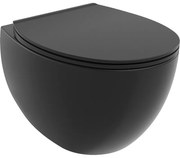 Mexen Egg, závesná WC misa Rimless s duroplastovým sedátkom s pomalým zatváraním, čierna matná, 30245070