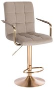 LuxuryForm DESIGN Barová stolička VERONA GOLD VELUR na zlatom tanieri - latte