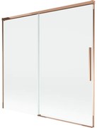 Mexen Rox, 2-krídlová posuvná vaňová zástena 170 x 150 cm, 8mm číre sklo, ružové zlato profil, 8C9-170-001-60-00
