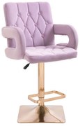 LuxuryForm DESIGN Barová stolička BOSTON VELUR na zlatej hranatej podstave - levanduľa