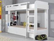 Dvojposchodová posteľ so zásuvkami Terrano 90x200 cm, biela%