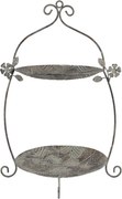 Zeleno-hnedý kovový dvojposchodový etažér - 34*32*50 cm