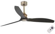 FARO Barcelona FARO 33417-Stropný ventilátor JUST FAN černá/zlatá pr. 128 cm + diaľkové ovládanie FA33417