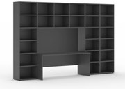 Zostavy knižníc INTEGRO so stolom, vyšší/šírší, 3550 x 700/400 x 2300 mm, grafit