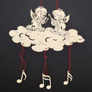 AMADEA Drevený záves anjelikovia s notami 21 cm