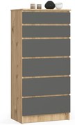 Komoda Kuba 60 cm - 6 zásuviek dub artisan/grafitová