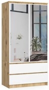 Skriňa S 90 cm 2D 2SZ 2 zrkadlá CLP dub artisan / biela