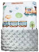 Deka Train detská/minky sivá 60x70 cm – vláčiková deka pre bábätká