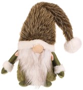 Vianočná dekorácia Škriatok stojaci, v. 30 cm, zelená/biela, 30 cm