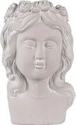 Šedý antik cementový kvetináč dievča s venčekom - 20*17*30 cm