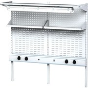 Alfa 3 Nadstavba na stôl MECHANIC II, dierovaný plech na náradie + police, osvetlenie a zásuvky, dĺžka 1500 mm