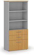 Kancelárska skriňa s kombinovanými zásuvkami PRIMO GRAY, 800 x 420 x 1781 mm, sivá/buk