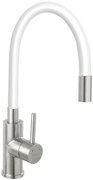 Novaservis, Dřezová stojánková baterie s elast. ramenem, bílá-nerez, 70710-4B