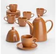 Keramická čajová sada hnedá
