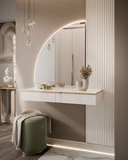 TOALETNÝ STOLÍK NESSIE BIELY LESK ĽAVÝ + ZRKADLO POLMESIAC LED