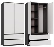 Šatní skříň Malwa SS-90 cm antracit/bílá