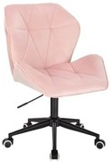 LuxuryForm DESIGN Stolička MILANO MAX VELUR na čiernej podstave s kolieskami - svetlo ružová