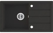 Laveo Trzynastka, 1-komorový granitový drez 790x480x185 mm, čierna škvrnitá, LAV-SBP_711T