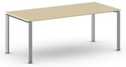 Rokovací kancelársky stôl PRIMO INFINITY, 200x90 cm, sivostrieborná podnož, breza