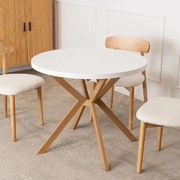 PROXIMA.store - Okrúhly rozkladací stôl LUGO FARBA: biela, FARBA NÔH: dub