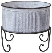 Plechový antik obal na kvetináč/lavór na nožičkách Groo - Ø 37*32cm