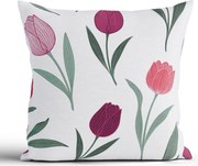 Bavlnená obliečka na vankúš Renforcé 40 × 40 cm - Kvety tulipánov fialovej