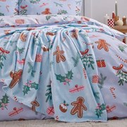 Modrá deka s vianočným motívom z mikroplyšu 130x170 cm Gingerbread – Catherine Lansfield