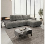 Rozkladacia rohová čalúnená sedacia súprava s úložným priestorom do tvaru L ALMADA pravá šedá