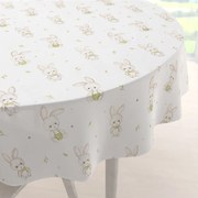 Biante Detský bavlnený okrúhly obrus Sandra SA-401 Zajačiky na bielom Ø 50 cm