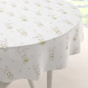 Biante Detský bavlnený okrúhly obrus Sandra SA-401 Zajačiky na bielom Ø 50 cm