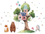 Detská samolepka na stenu Ambiance Giant Tree and the Hut of Happiness, 90 x 120 cm