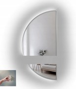 Polkruhové zrkadlo Doppio v striebornom ráme Mdf v dvoch častiach s Led diódami 130x260