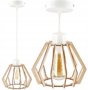 BERGE Stropná závesná lampa biela drevená diamantová