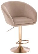 LuxuryForm DESIGN Barová stolička VENICE VELUR na zlatom tanieri - latte