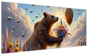Obraz - Medveď a včielky (120x50 cm)