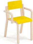 Detská stolička DANTE, s podrúčkami, výška 380 mm, breza/žltá