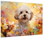 Sklenený obraz - Šťastný pes (70x50 cm)