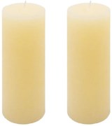 Krémová parafínová sviečka rustikálna 20 cm, 90 h, súprava 2