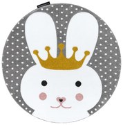 Detský kusový koberec Petit Bunny grey kruh, 140x140 (priemer) kruh, šedá, detská izba, Dywany Łuszczów