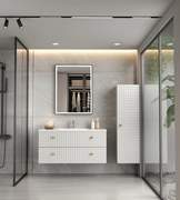 Erga Samira, LED zrkadlo 60x80cm v čiernom ráme, 2185 lm, 3 farby svetla, predné osvetlenie, ERG-V01-SAMIRA-6080-BK